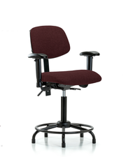 Rutledge Fabric Chair - Medium Bench Height with Round Tube Base, Adjustable Arms, & Stationary Glides in Burgundy Fabric