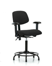 Rutledge Fabric Chair - Medium Bench Height with Round Tube Base, Adjustable Arms, & Stationary Glides in Black Fabric