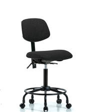 Rutledge Fabric Chair - Medium Bench Height with Round Tube Base, Seat Tilt, & Casters in Black Fabric