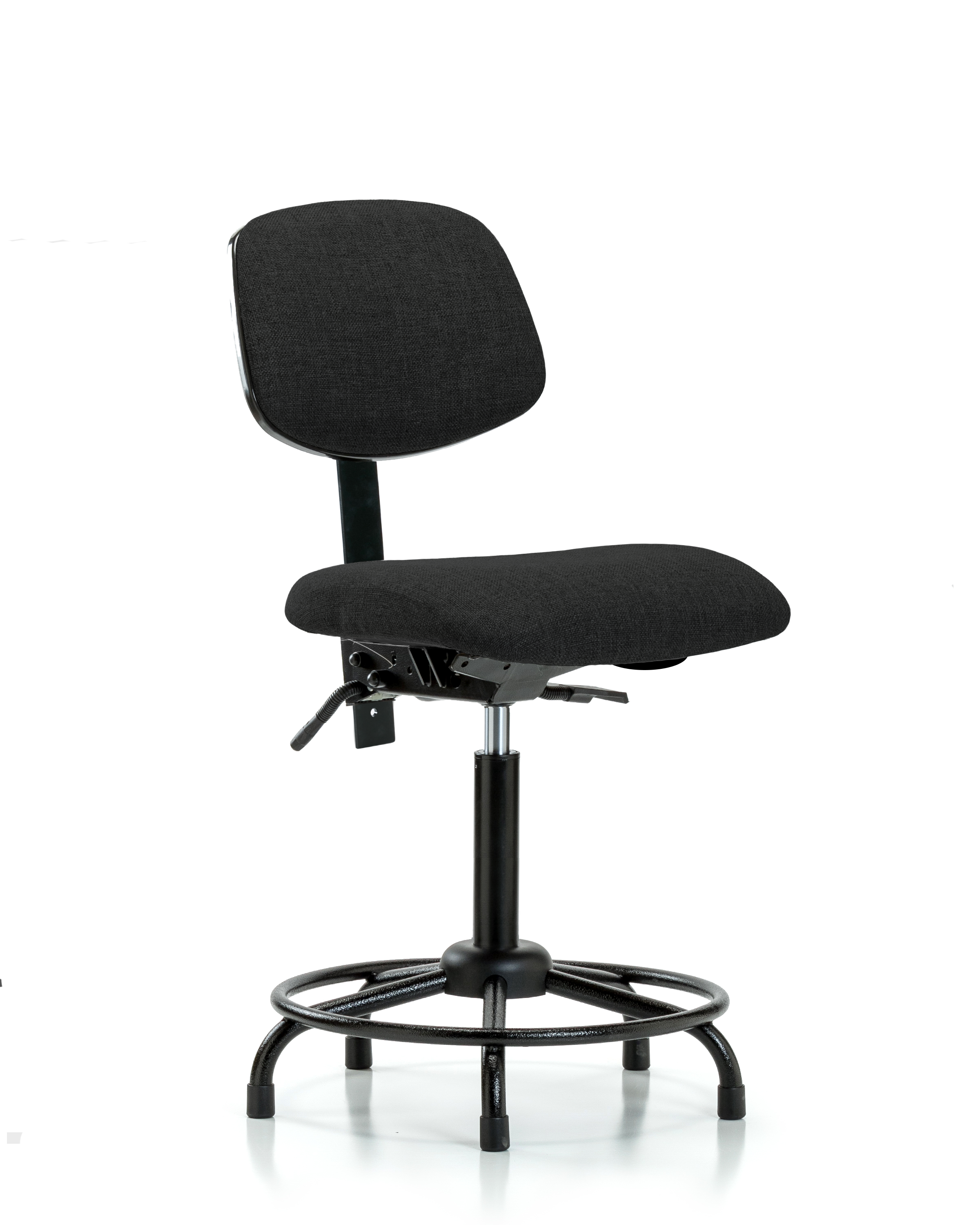 Rutledge Fabric Chair - Medium Bench Height with Round Tube Base, Seat Tilt, & Stationary Glides in Black Fabric