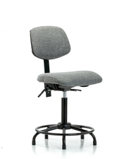 Rutledge Fabric Chair - Medium Bench Height with Round Tube Base, Seat Tilt, & Stationary Glides in Gray Fabric