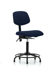 Rutledge Fabric Chair - Medium Bench Height with Round Tube Base, Seat Tilt, & Stationary Glides in Navy Fabric