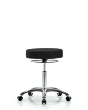 Rutledge Fabric Stool without Back Chrome - Medium Bench Height with Casters in Black Fabric