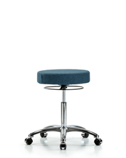 Rutledge Fabric Stool without Back Chrome - Medium Bench Height with Casters in Blue Fabric