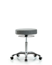 Rutledge Fabric Stool without Back Chrome - Medium Bench Height with Casters in Gray Fabric