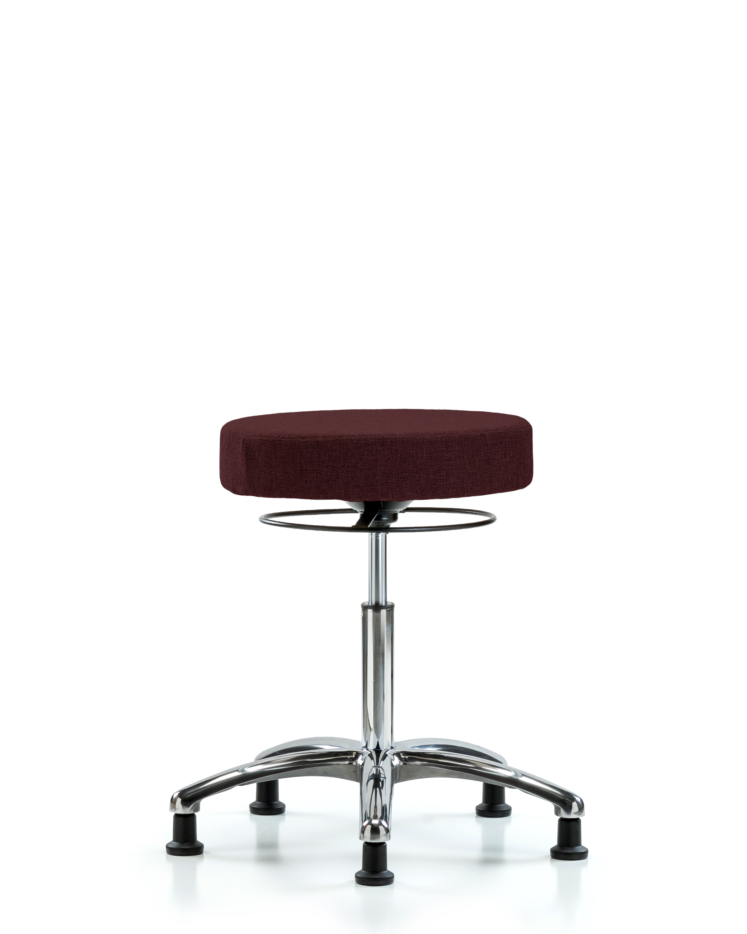 Rutledge Fabric Stool without Back Chrome - Medium Bench Height with Stationary Glides in Burgundy Fabric
