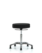Rutledge Fabric Stool without Back Chrome - Medium Bench Height with Stationary Glides in Black Fabric
