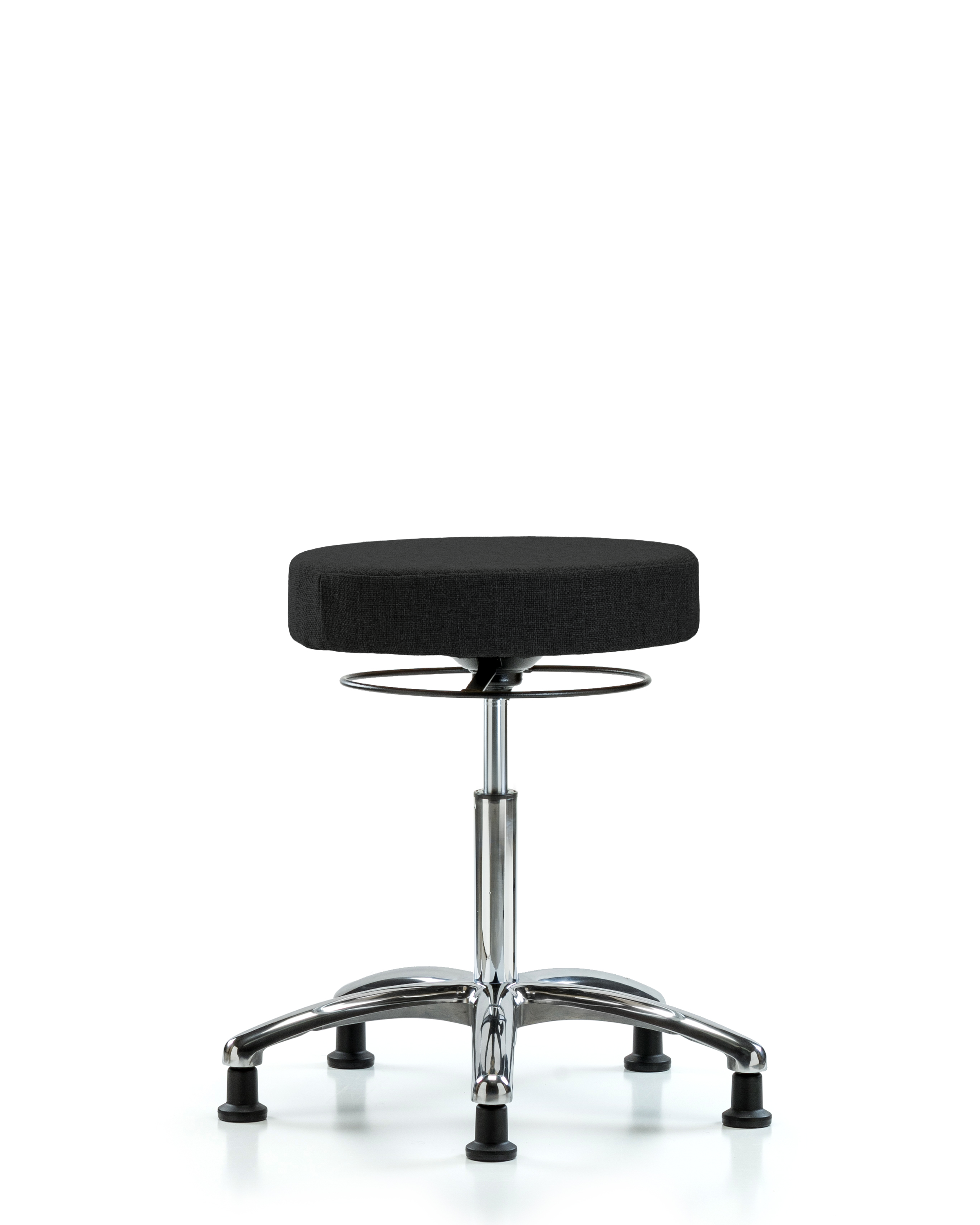 Rutledge Fabric Stool without Back Chrome - Medium Bench Height with Stationary Glides in Black Fabric