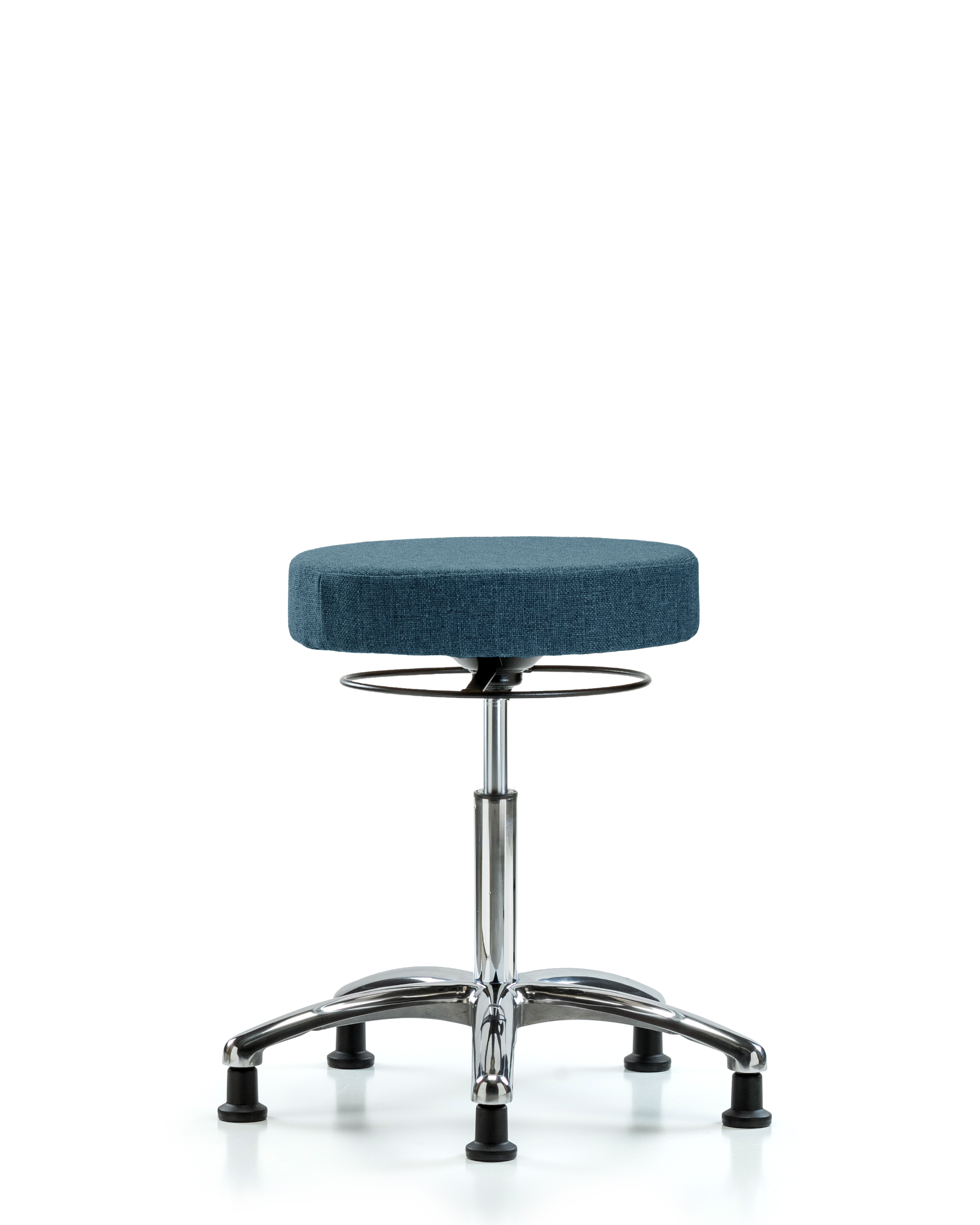 Rutledge Fabric Stool without Back Chrome - Medium Bench Height with Stationary Glides in Blue Fabric