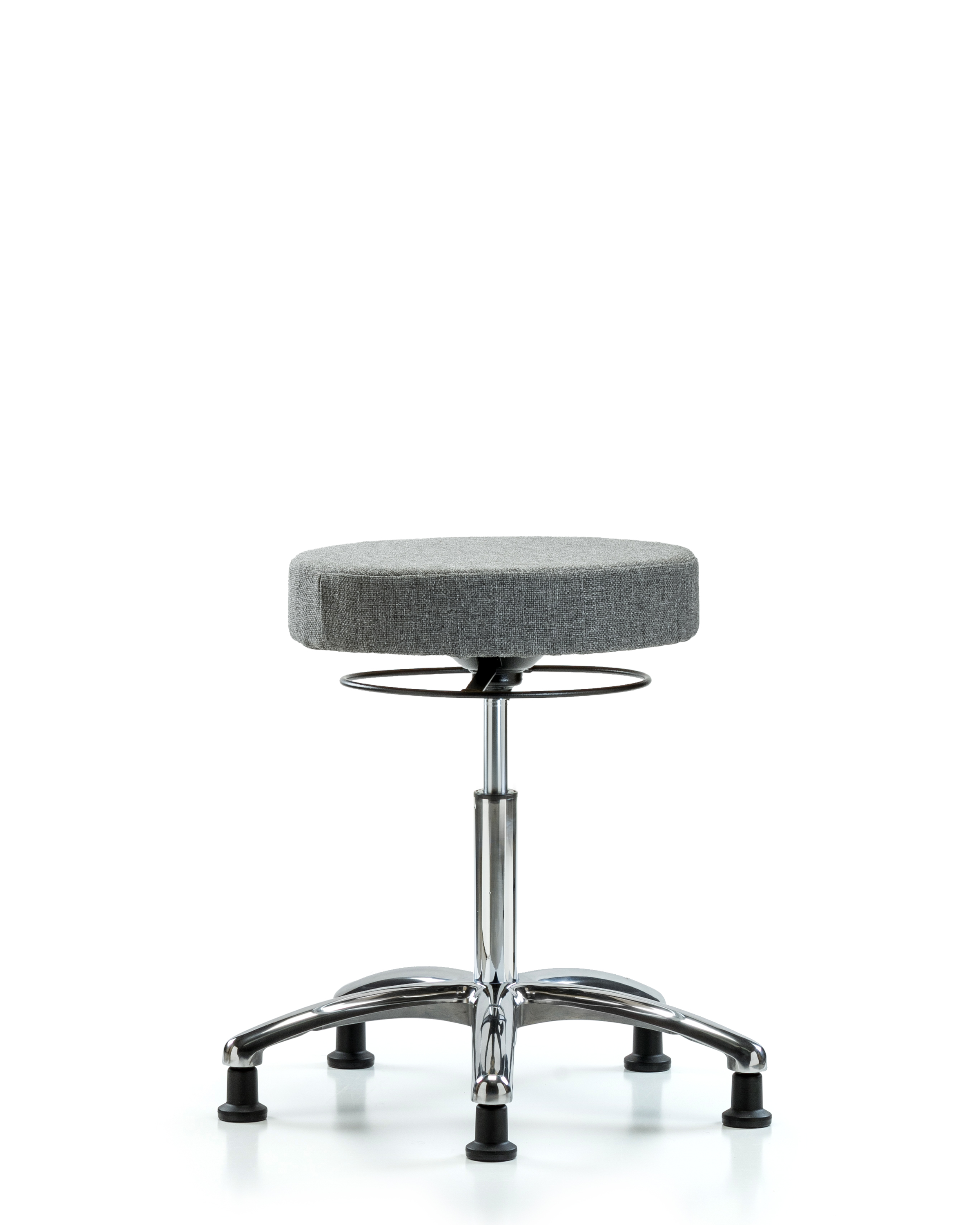 Rutledge Fabric Stool without Back Chrome - Medium Bench Height with Stationary Glides in Gray Fabric