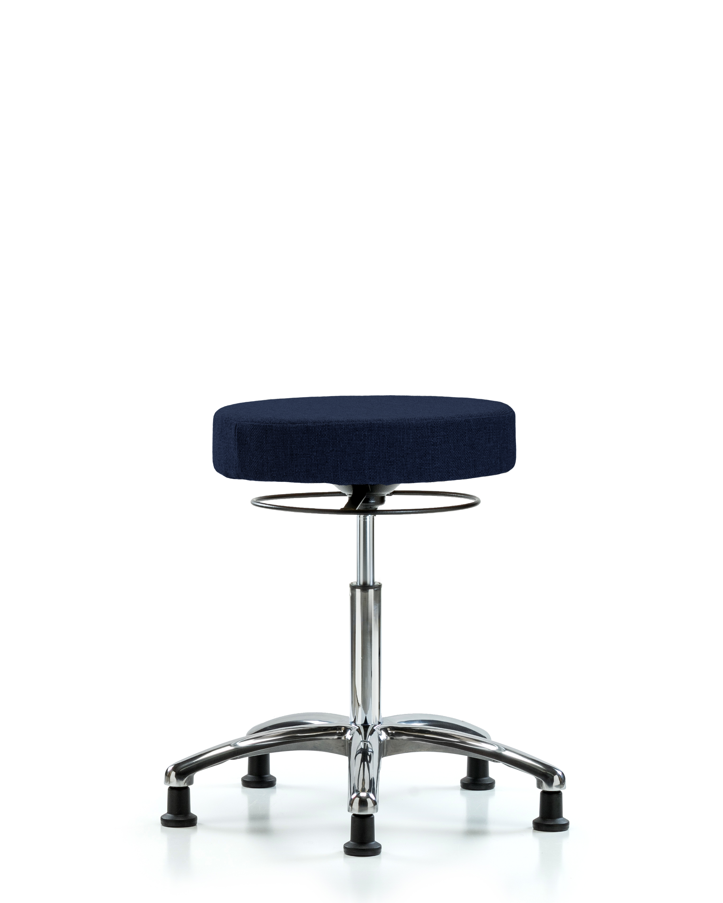 Rutledge Fabric Stool without Back Chrome - Medium Bench Height with Stationary Glides in Navy Fabric