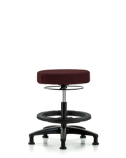 Rutledge Fabric Stool without Back - Medium Bench Height with Black Foot Ring & Stationary Glides in Burgundy Fabric