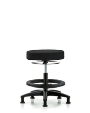 Rutledge Fabric Stool without Back - Medium Bench Height with Black Foot Ring & Stationary Glides in Black Fabric