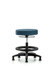 Rutledge Fabric Stool without Back - Medium Bench Height with Black Foot Ring & Stationary Glides in Blue Fabric