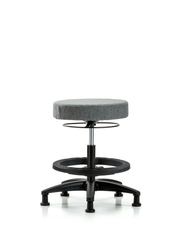 Rutledge Fabric Stool without Back - Medium Bench Height with Black Foot Ring & Stationary Glides in Gray Fabric