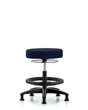 Rutledge Fabric Stool without Back - Medium Bench Height with Black Foot Ring & Stationary Glides in Navy Fabric