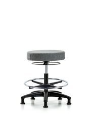 Rutledge Fabric Stool without Back - Medium Bench Height with Chrome Foot Ring & Stationary Glides in Gray Fabric