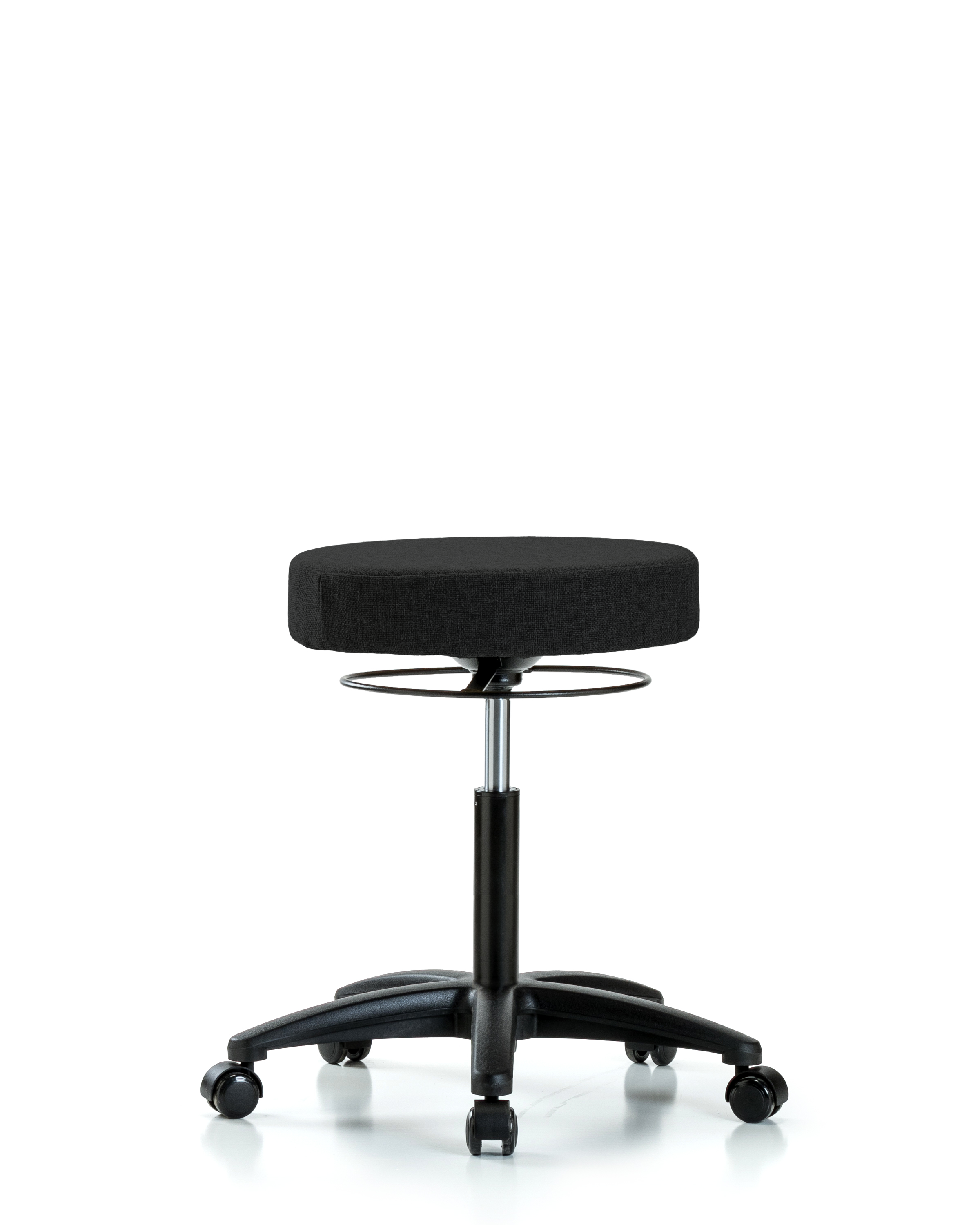 Rutledge Fabric Stool without Back - Medium Bench Height with Casters in Black Fabric