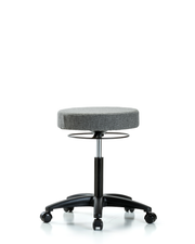 Rutledge Fabric Stool without Back - Medium Bench Height with Casters in Gray Fabric