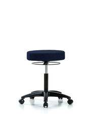 Rutledge Fabric Stool without Back - Medium Bench Height with Casters in Navy Fabric