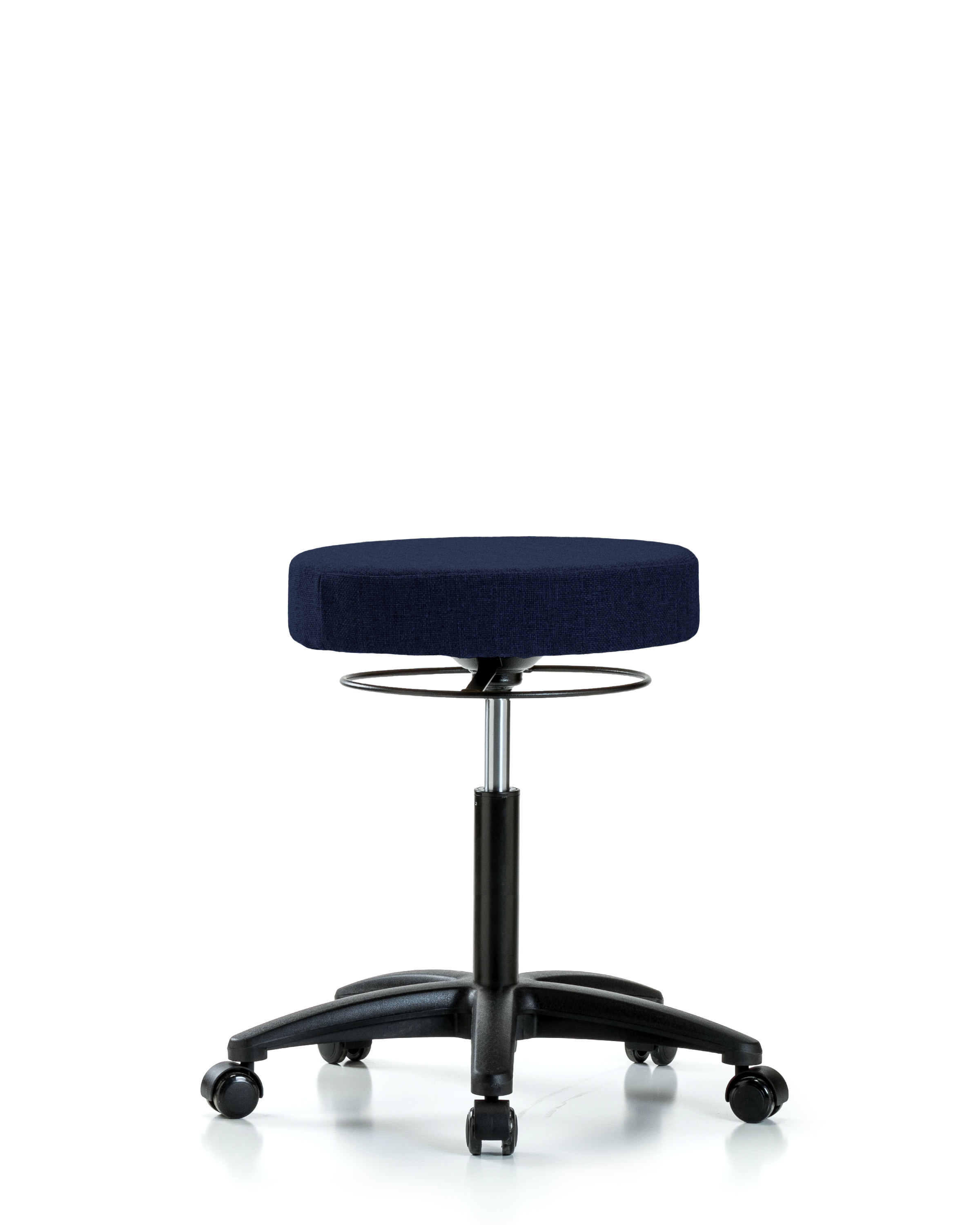 Rutledge Fabric Stool without Back - Medium Bench Height with Casters in Navy Fabric
