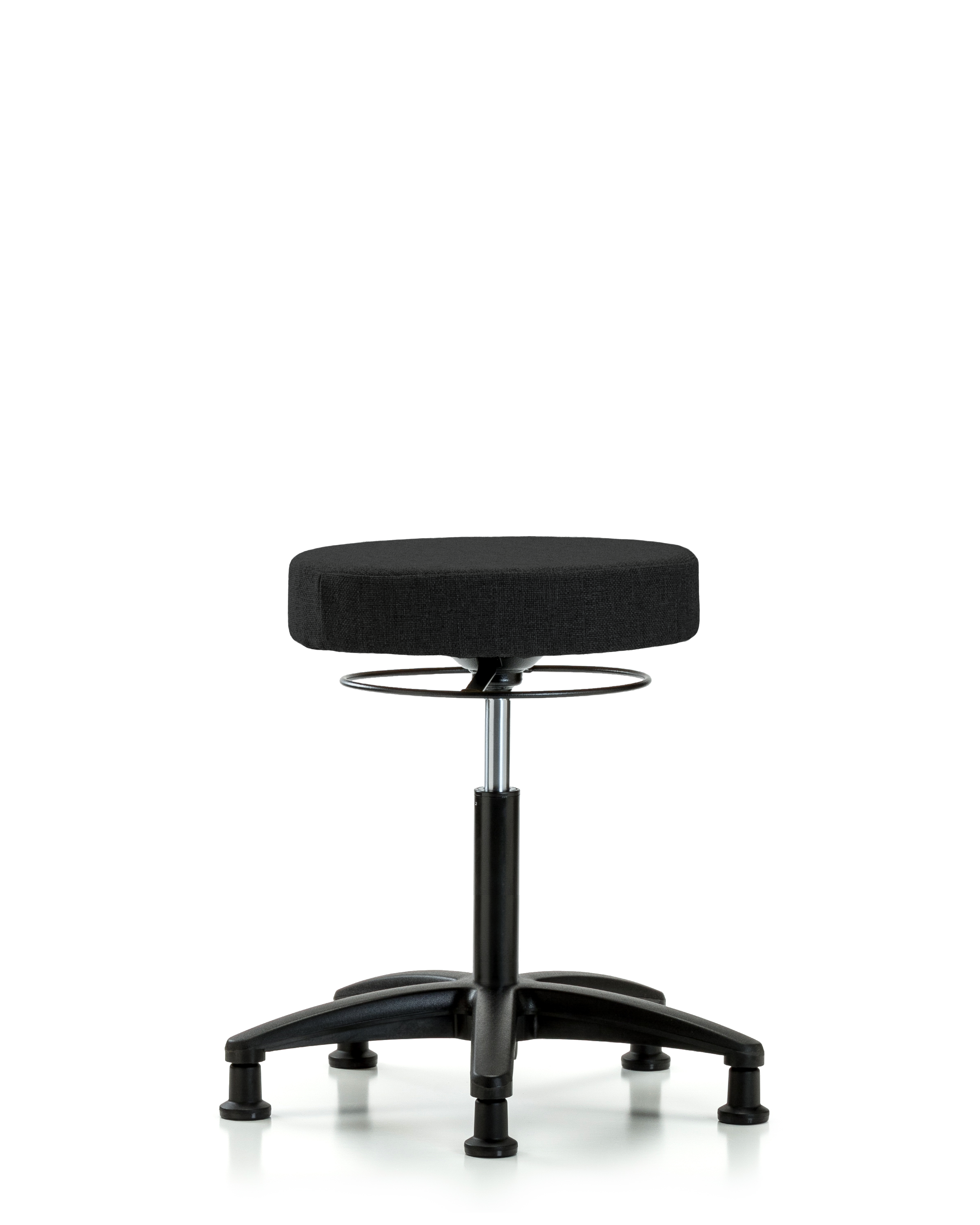 Rutledge Fabric Stool without Back - Medium Bench Height with Stationary Glides in Black Fabric