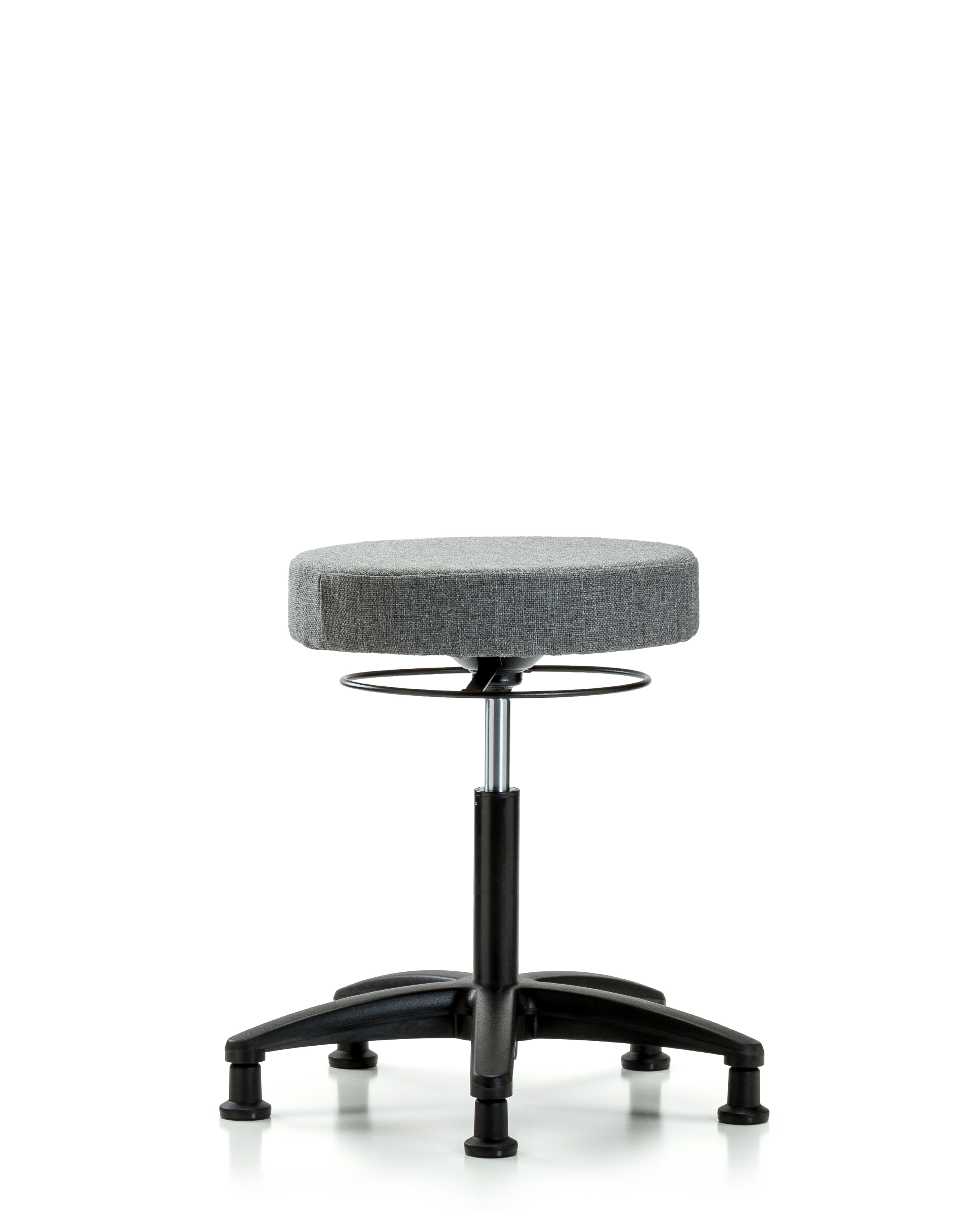 Rutledge Fabric Stool without Back - Medium Bench Height with Stationary Glides in Gray Fabric