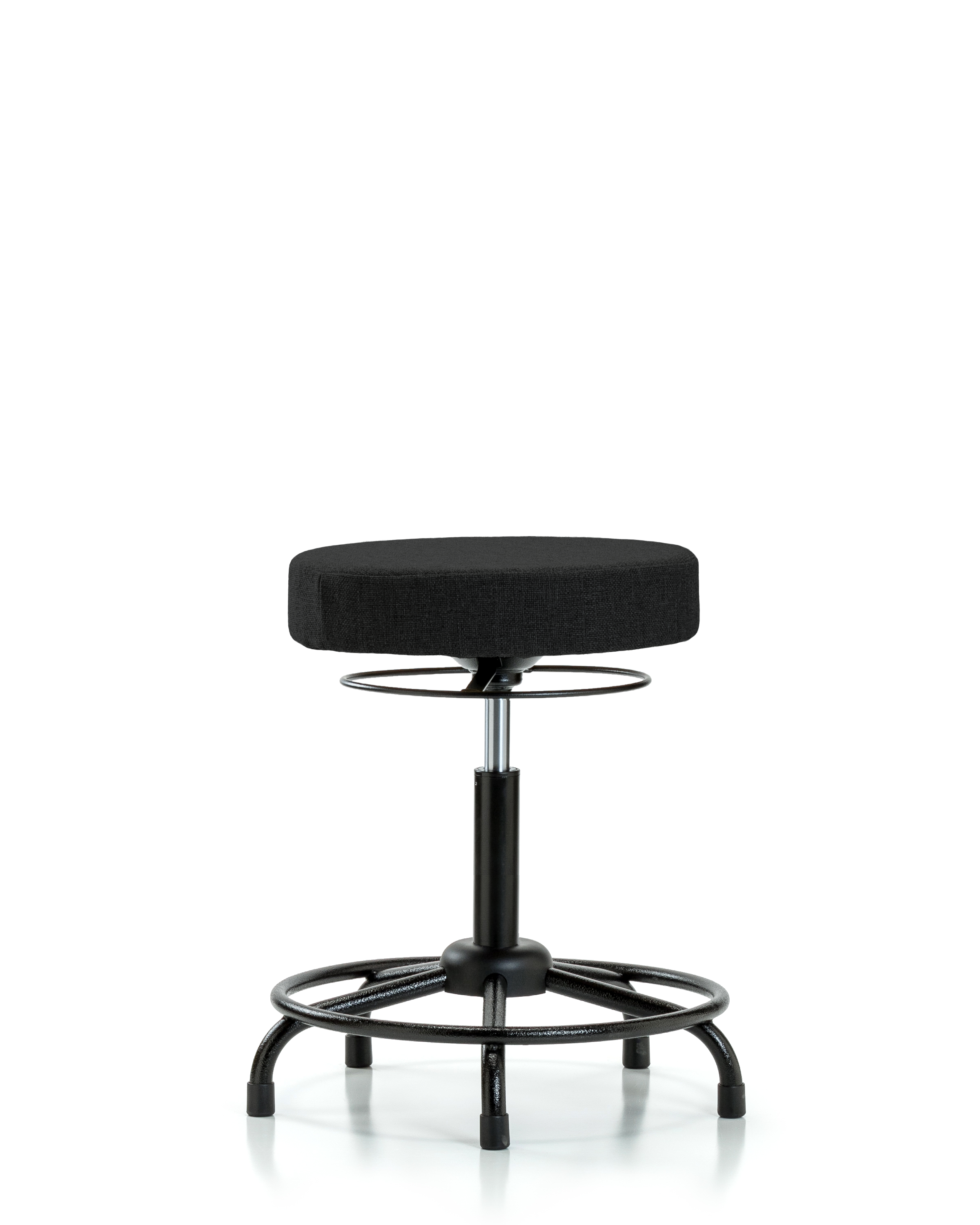 Rutledge Fabric Stool without Back - Medium Bench Height with Round Tube Base & Stationary Glides in Black Fabric