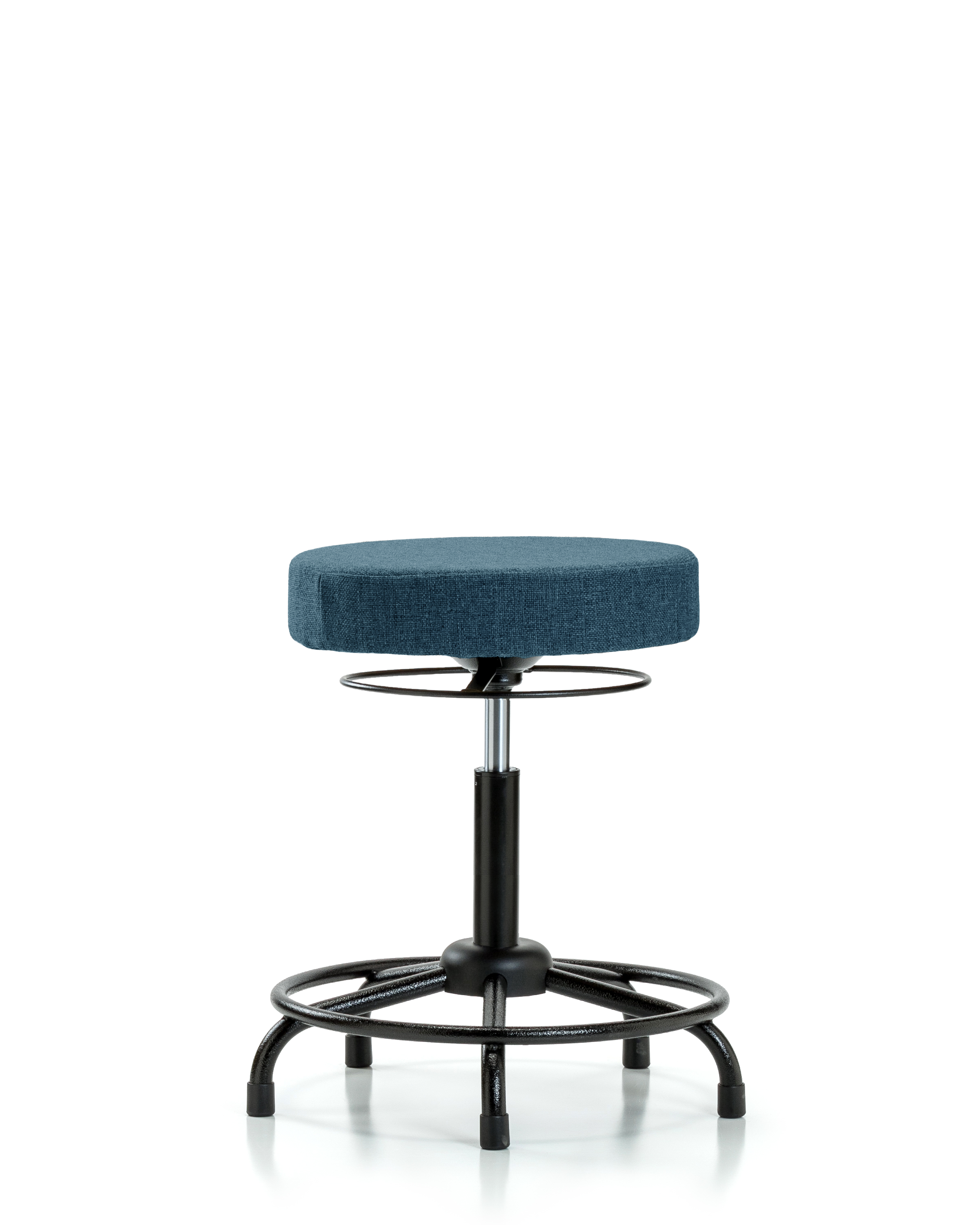 Rutledge Fabric Stool without Back - Medium Bench Height with Round Tube Base & Stationary Glides in Blue Fabric