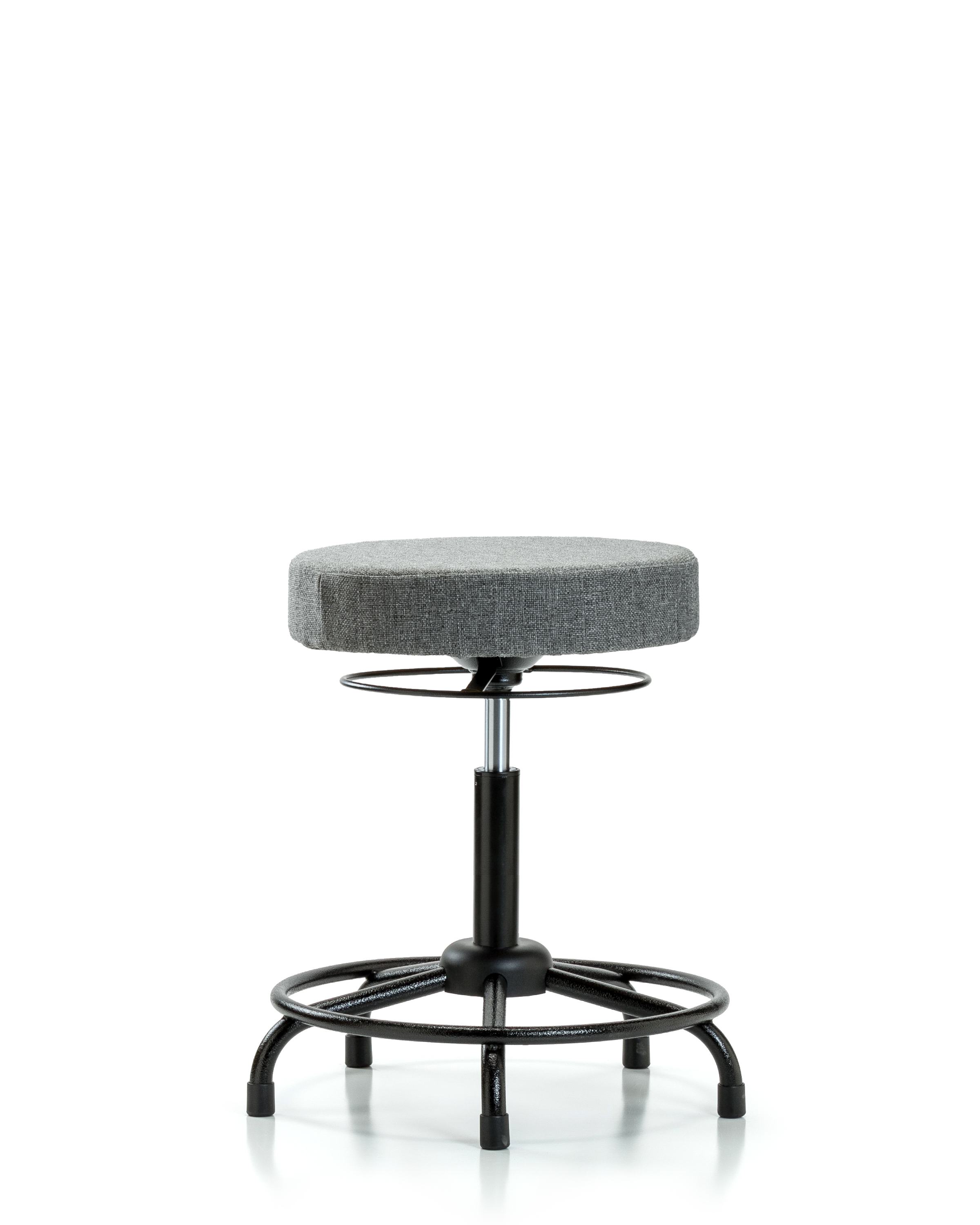 Rutledge Fabric Stool without Back - Medium Bench Height with Round Tube Base & Stationary Glides in Gray Fabric