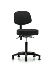 Rutledge Fabric Stool with Back - Medium Bench Height with Stationary Glides in Black Fabric