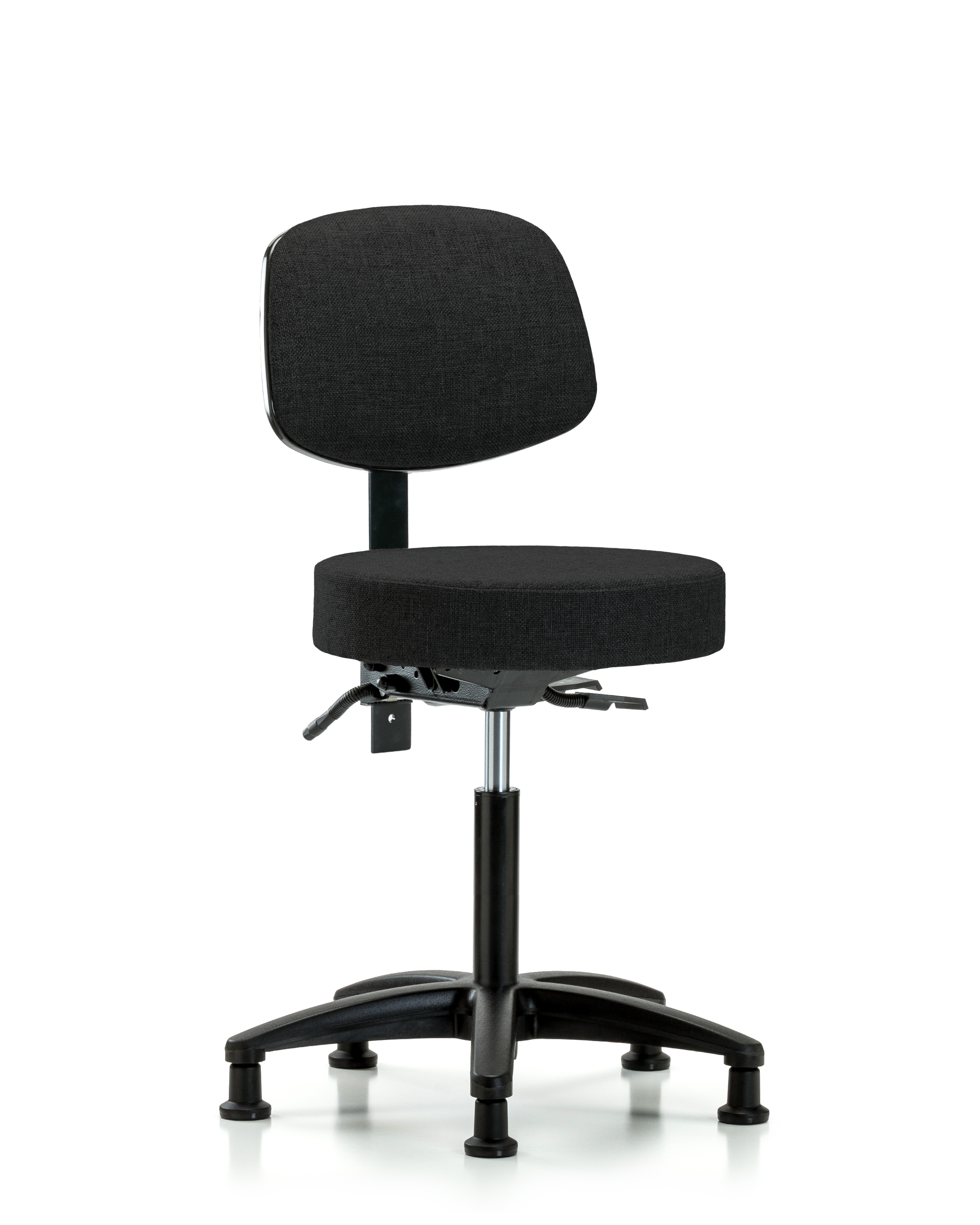 Rutledge Fabric Stool with Back - Medium Bench Height with Stationary Glides in Black Fabric