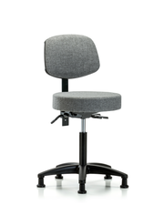 Rutledge Fabric Stool with Back - Medium Bench Height with Stationary Glides in Gray Fabric