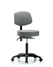 Rutledge Fabric Stool with Back - Medium Bench Height with Seat Tilt & Casters in Gray Fabric