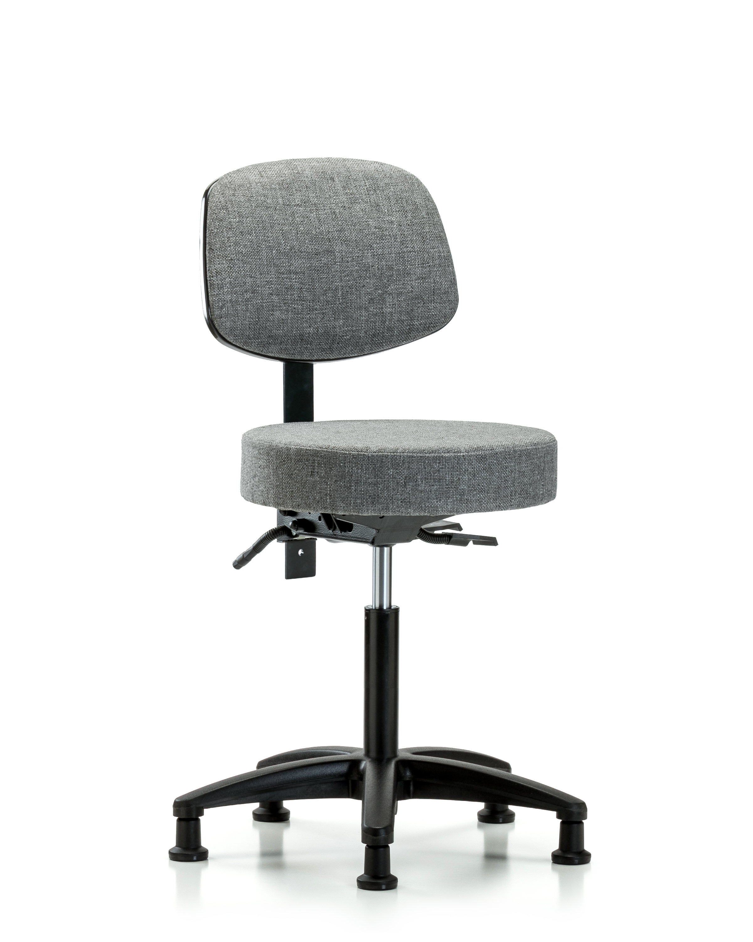 Rutledge Fabric Stool with Back - Medium Bench Height with Seat Tilt & Stationary Glides in Gray Fabric