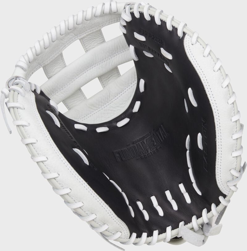 Easton Fundamental Fastpitch Series Catchers Mitt 33-Inch Softball Glove  - Left Hand Thrower - Black/White