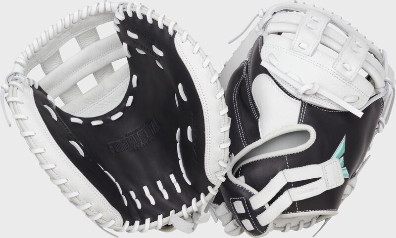 Easton Fundamental Fastpitch Series Catchers Mitt 33-Inch Softball Glove  - Right Hand Thrower - Black/White
