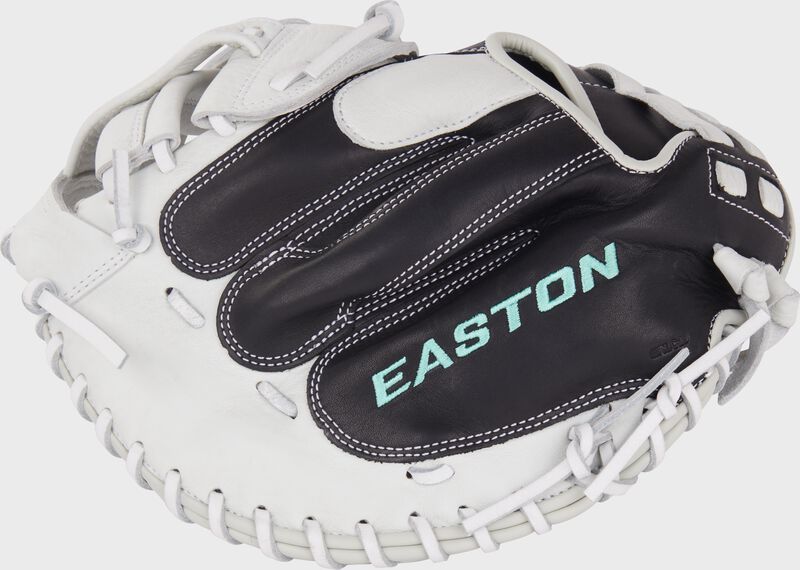 Easton Fundamental Fastpitch Series Catchers Mitt 33-Inch Softball Glove  - Right Hand Thrower - Black/White