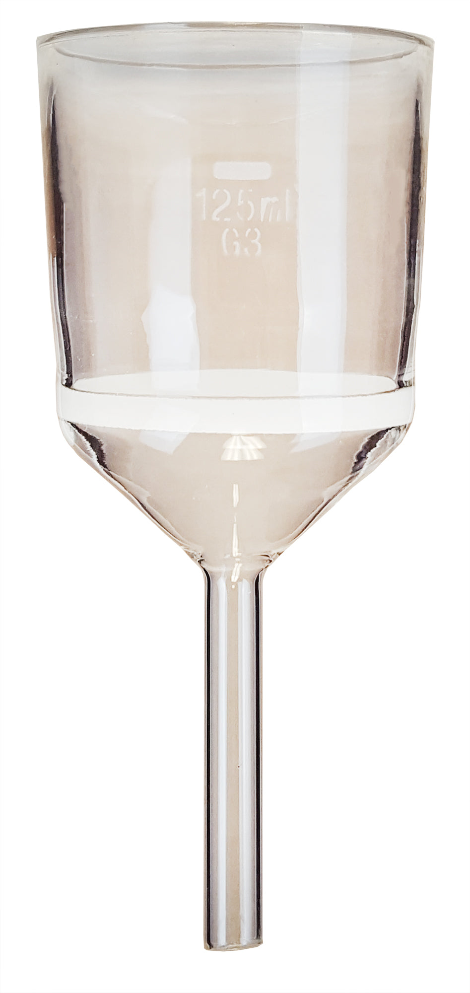 Funnel Sintered Borosilicate Glass Fine 3 125ml capacity.