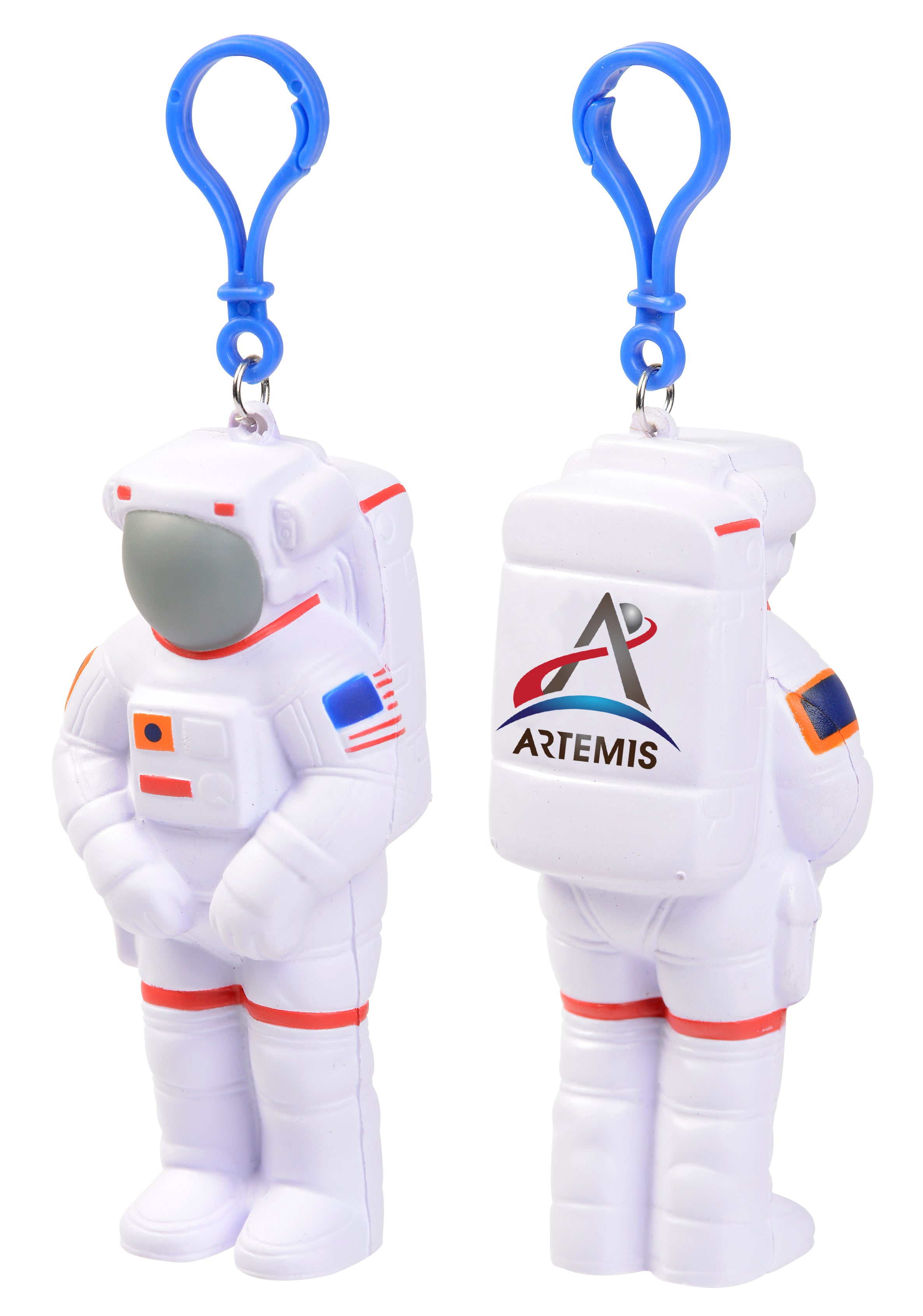 Foam Astronaut Stress Toy with Backpack Clip, Artemis Logo