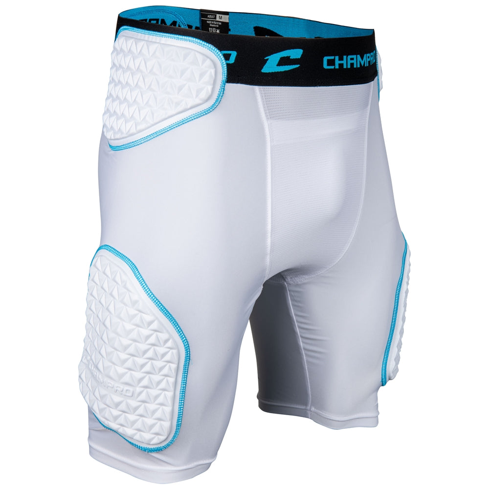 Bull Rush 5-Pad Girdle - White Optic Blue - Adult - Large