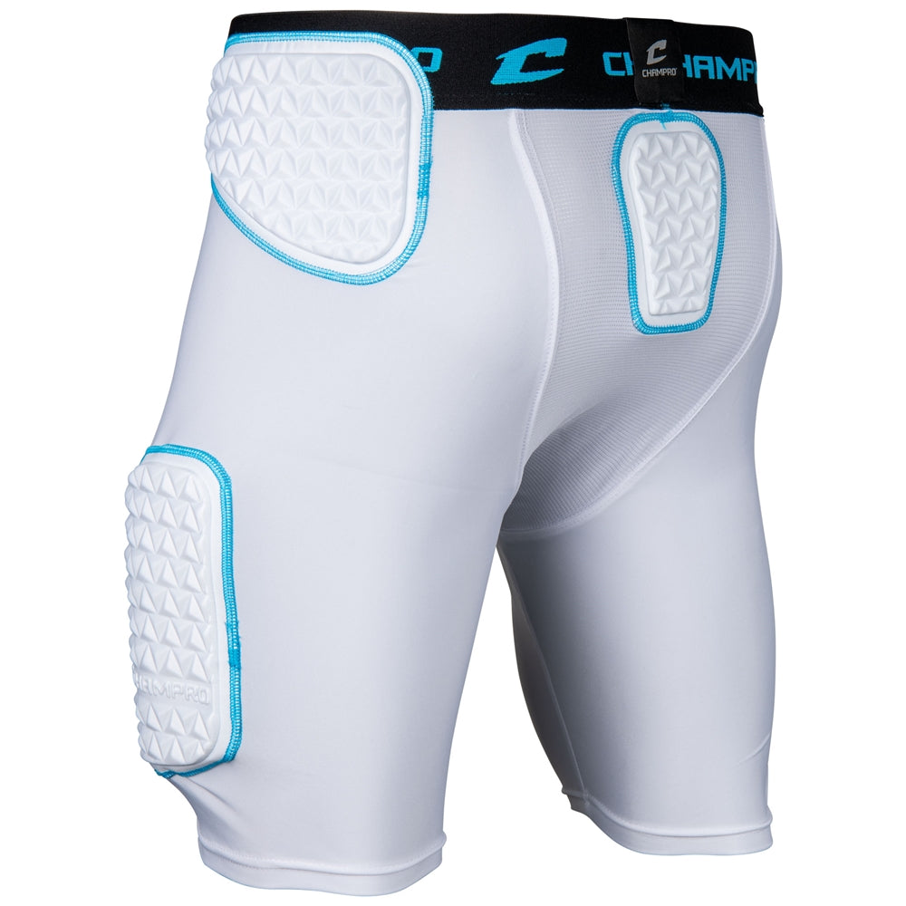 Bull Rush 5-Pad Girdle - White Optic Blue - Adult - Large