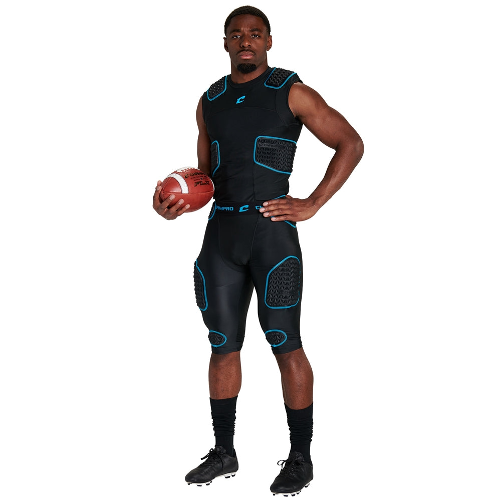 Bull Rush 7-Pad Girdle - Black Optic Blue - Youth - Extra-Large