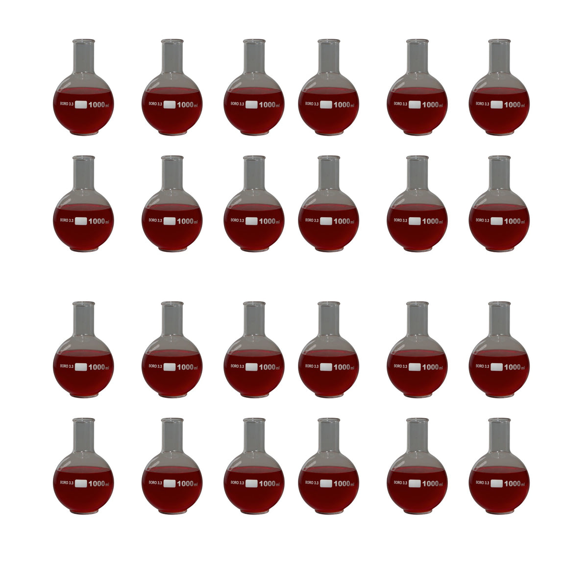 Flask, Florence, Borosilicate Glass, Round-Bottom, 1000ml, Case of 24