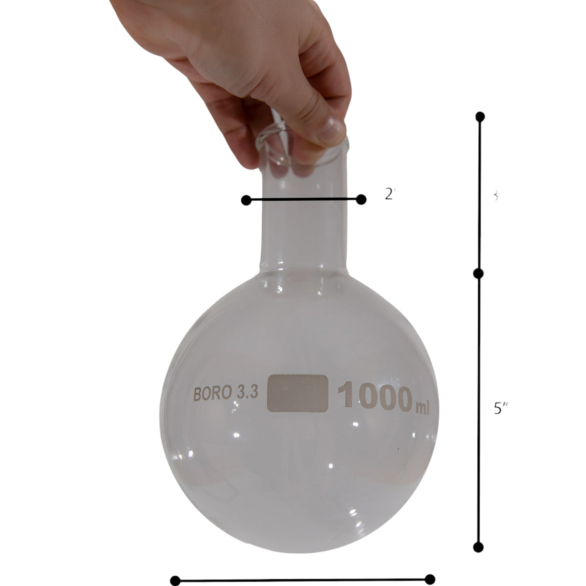 Flask, Florence, Borosilicate Glass, Round-Bottom, 1000ml, Case of 24