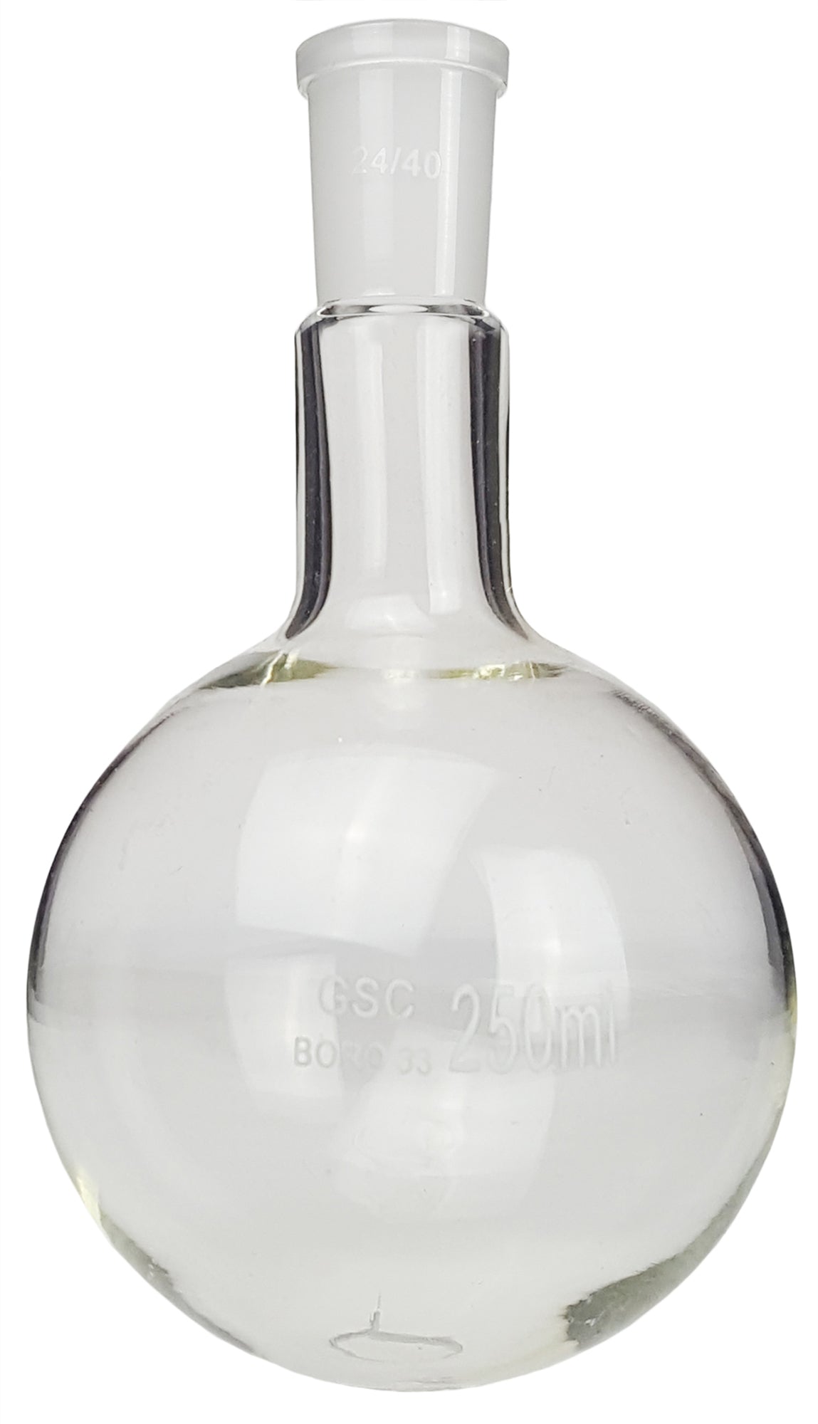 Flask Round Bottom 250ml 24/40 Borosilicate Glass.