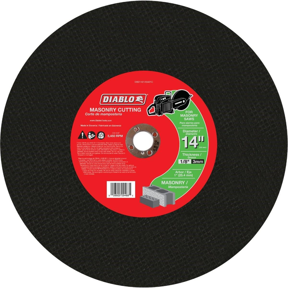 Diablo Type 1 14 In. x 1/8 In. x 1 In. Masonry Cut-Off Wheel