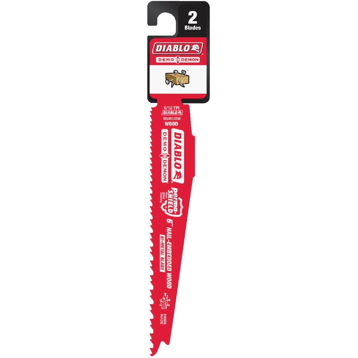 Diablo Demo Demon 6 In. 6/12 TPI Wood w/Nails Reciprocating Saw Blade (2-Pack)