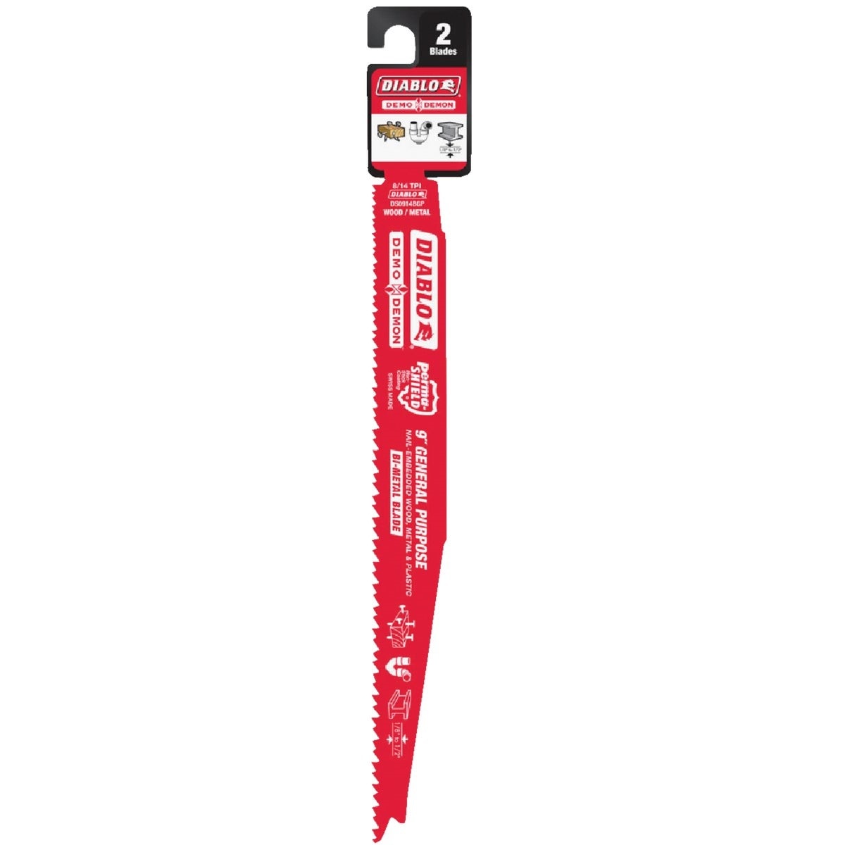 Diablo Demo Demon 9 In. 8/14 TPI Wood and Metal Cutting Reciprocating Saw Blade (2-Pack)