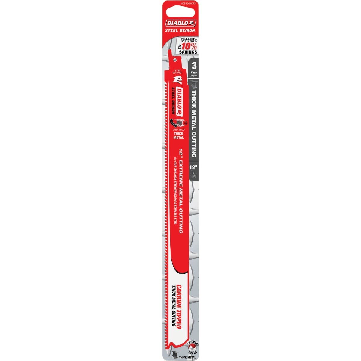 Diablo Steel Demon 12 In. 8 TPI Carbide Thick Metal Reciprocating Saw Blade (3-Pack)